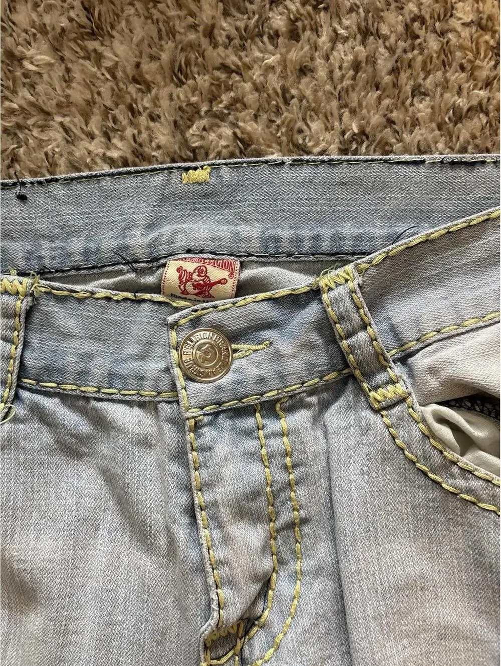 True Religion Billy Super T Denim Jeans Men’s Light Wash Distressed Size 34x30